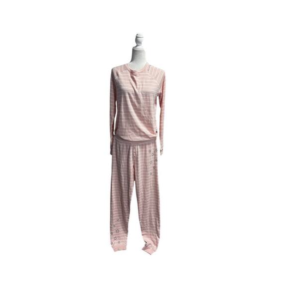 PJ Salvage Other - PJ Salvage “Shine Bright” Pink Stripe Waffle-Knit Pajama Set Size Small